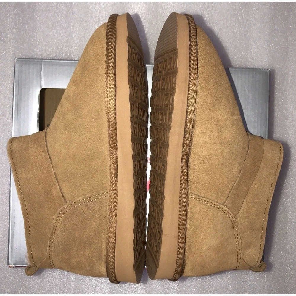 Pawz Bearpaw Amy Ankle Boots Youth Girls Size 10 Brown Genuine Suede Wool Lining
